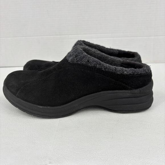 L.L. Bean Clog Women's Size 8 Black Suede North Haven Knit Trim Slip On Comfort - Picture 4 of 11